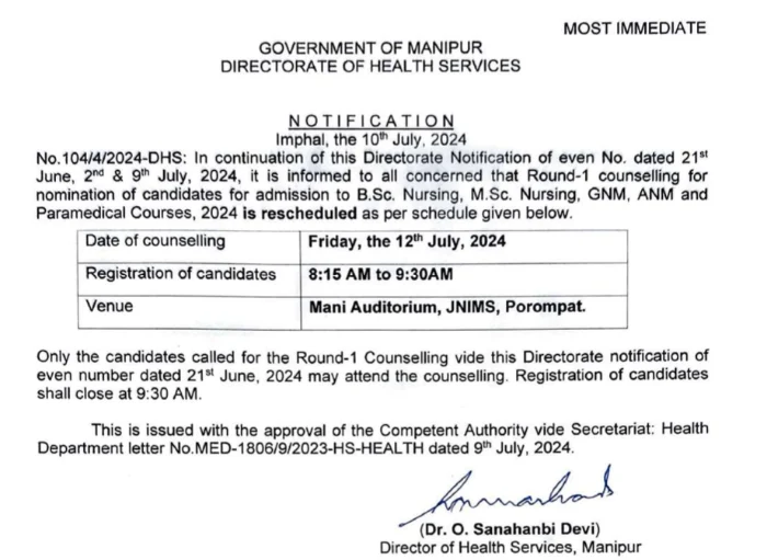 Manipur B.Sc Nursing Counselling