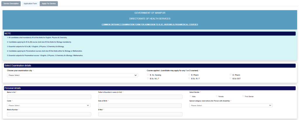 Manipur Nursing & Paramedical Registration