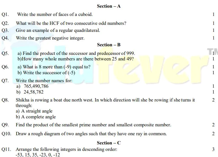 Class-6-Maths-Previous-Year-Question-Paper