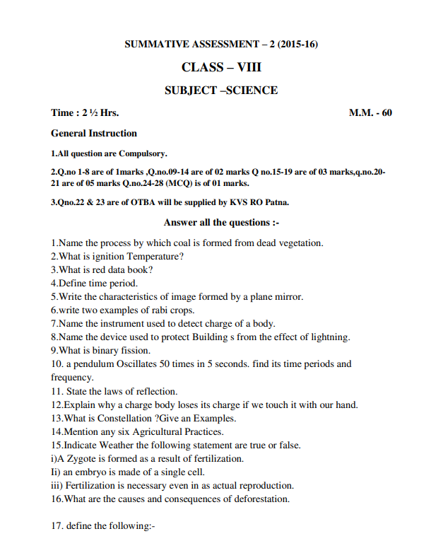 science case study questions class 8