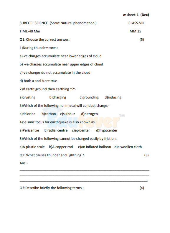 Class 8 Social Science Worksheet in PDF
