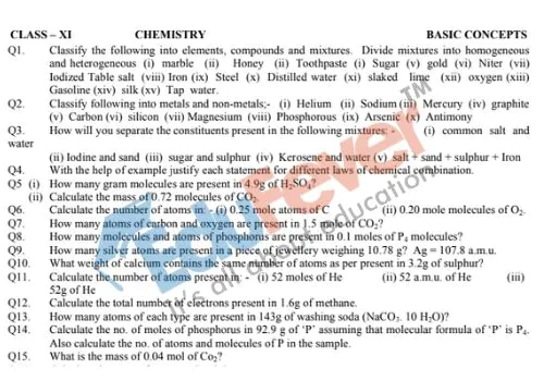 Chemistry-Worksheet