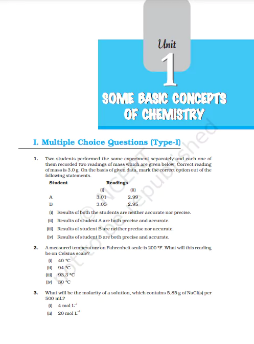 Class 11 Chemistry NCERT Exemplar Book & Solutions