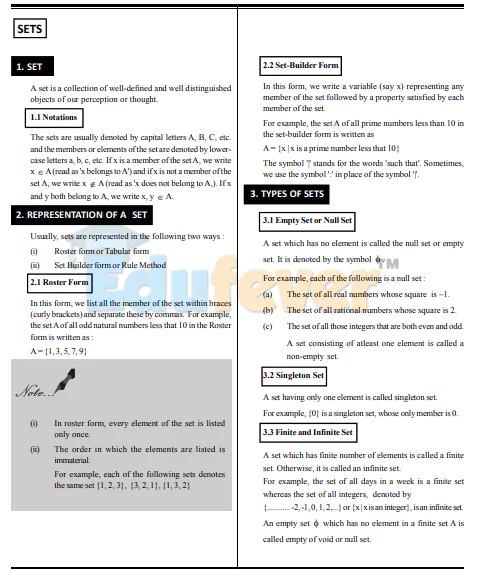 Class 11 Mathematics Revision Notes