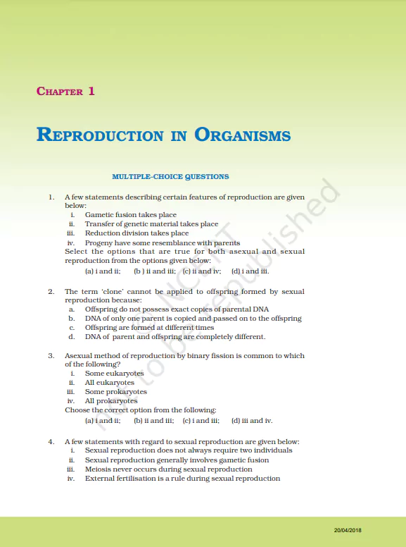 Class 12 Biology Exemplar Book & Solutions