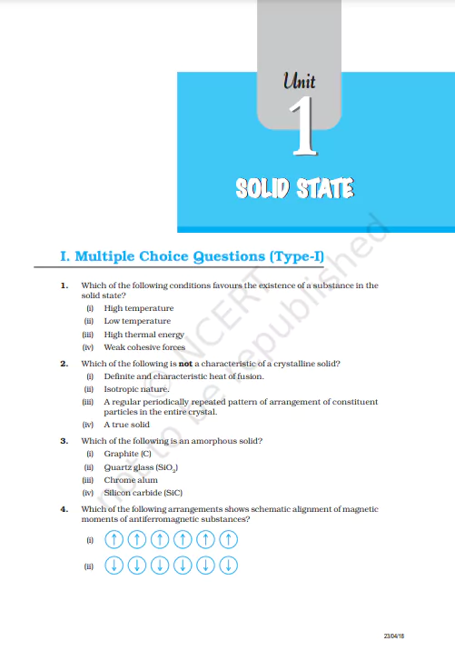 Class 12 Chemistry Exemplar Book & Solutions