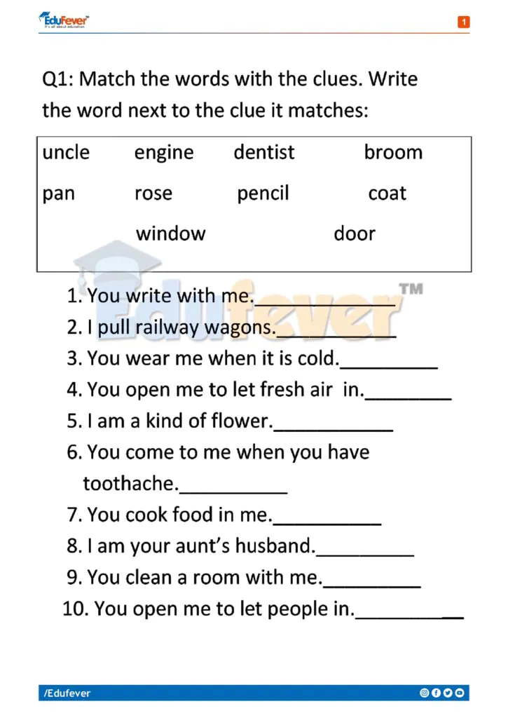 CBSE Class 2 English Revision Worksheet