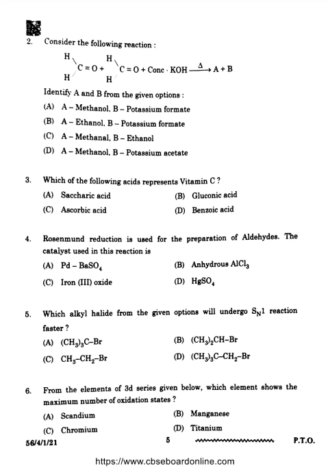 Class 12 Chemistry Previous Year Papers
