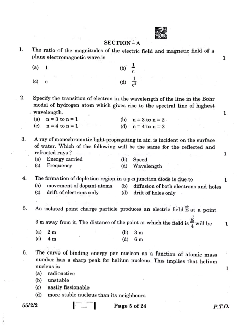 Cbse Class 12 Physics Previous Year Papers In Pdf