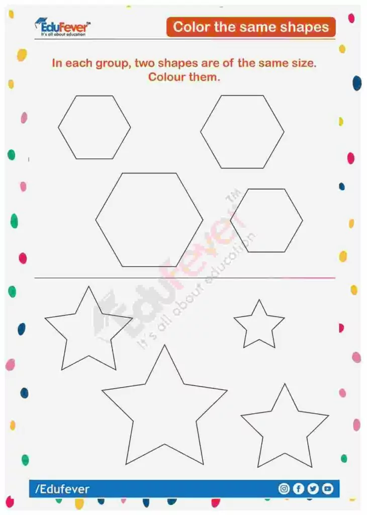 Get Latest Color The Same Shapes Ukg Maths Worksheets