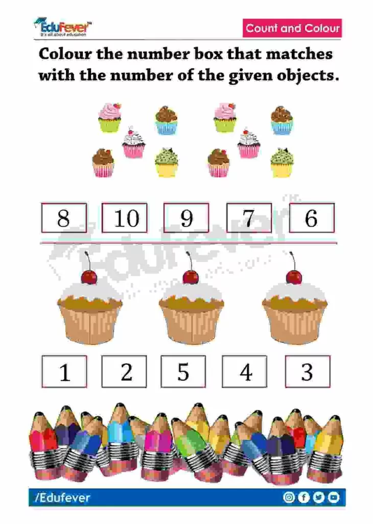 Get Latest Count and Colour LKG Maths Worksheets 2024-25