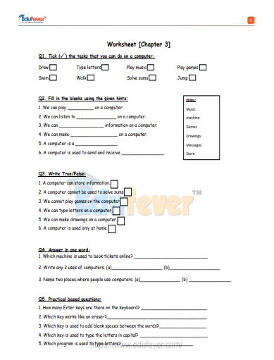 cbse-class-1-uses-of-computer-worksheet