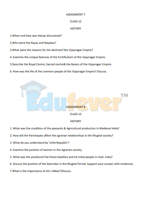 CBSE Class 12 History Worksheet